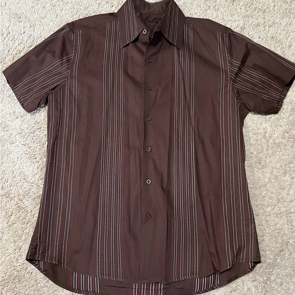 7 Diamonds Large Brownish Red Short Sleeve Button Down Shirt